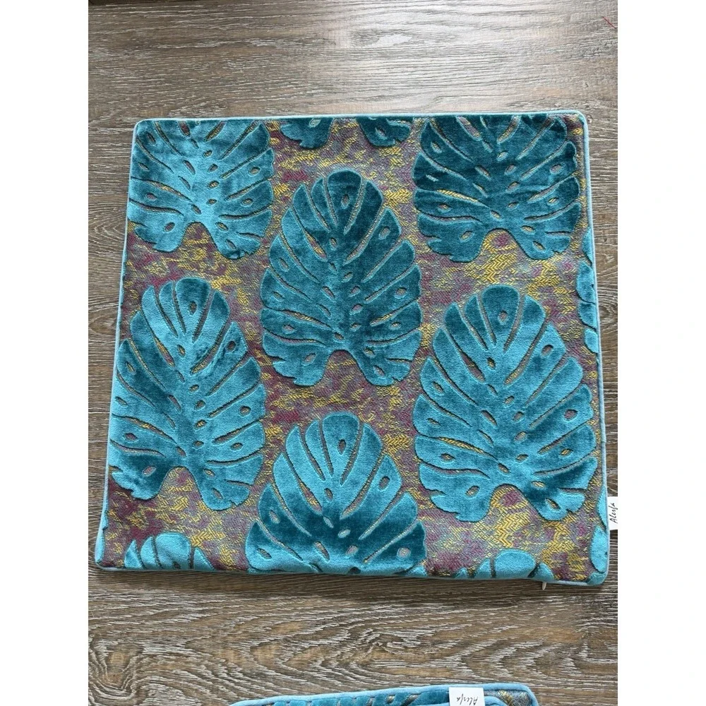 Alerfa Monstera Leaf Pillow Embroidery Cut Velvet Cushion Case Lux Set Of 3
